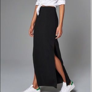 Abercrombie GREY ribbed double slit maxi skirt